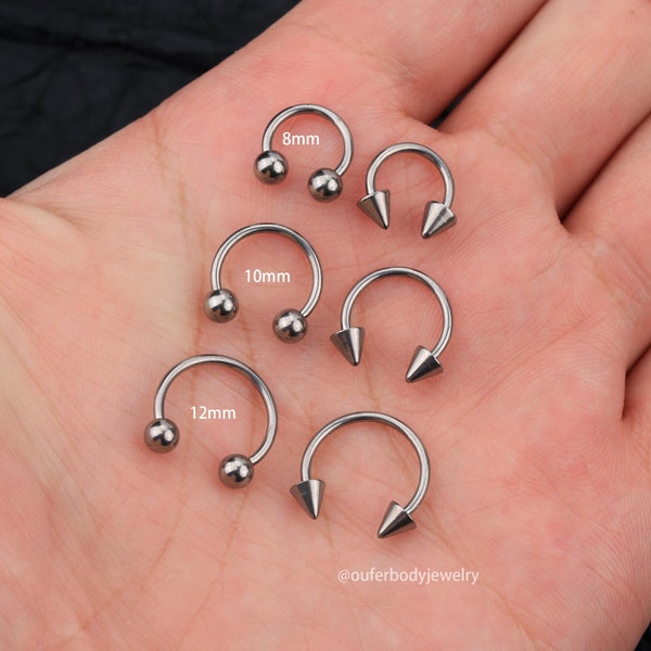 2PC Implant Grade Titanium Horseshoe Ring/Septum Ring/Daith, Helix Earring/Cartilage Piercing/Tragus Jewelry/Rook/Nose Ring/Minimalist