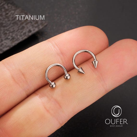 AOMU 8 18G Titanium Anodized Steel Spike Horseshoe Nose Rings Piercings Lip Tragus Earrings Body Jewelry I283400855