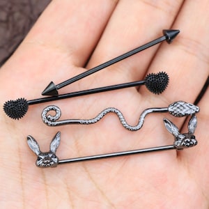 2pcs/4pcs set Industrial Barbell Piercing/Barbell Piercing/ Industrial Piercing/Scaffold Piercing/ Industrial Ear Bar/14g Cartilage Piercing