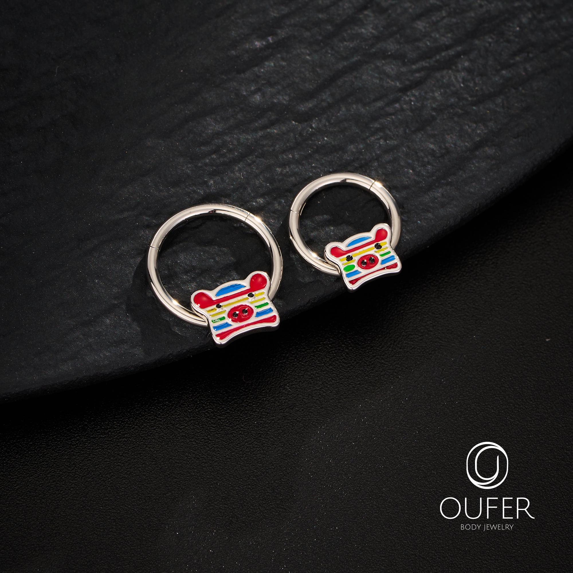 Oufer X Roly レインボーピッグ ヒンジセグメントセプタムリング/16G