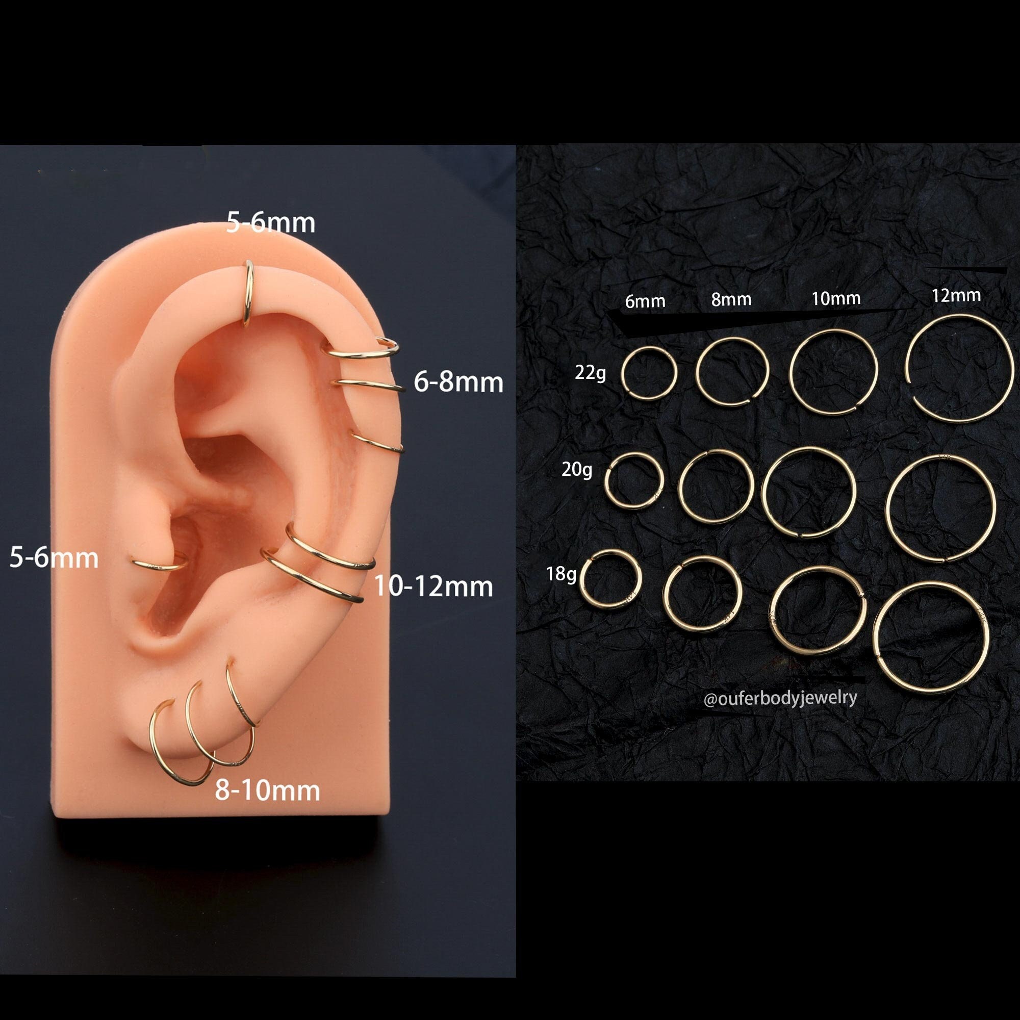 2 Pieces 18G 20G 22G Tiny Gold Hoop Earrings/Nose Ring/Small Gold Huggie Hoop/Cartilage Hoop/Conch Earring/Tragus Hoop/Helix Hoop/Twist Hoop