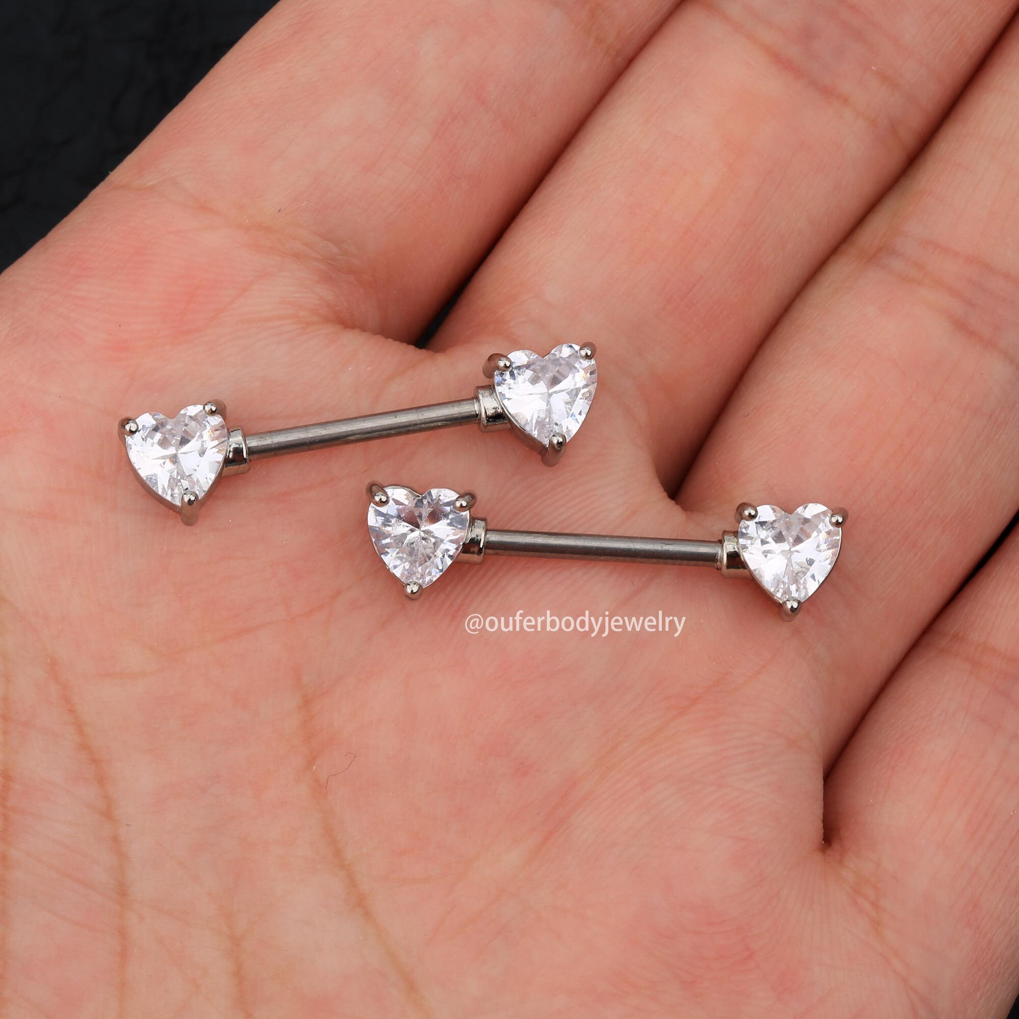 4 Paar Titan Nippelpiercing Voor Dames, Hart Nipple Barbell