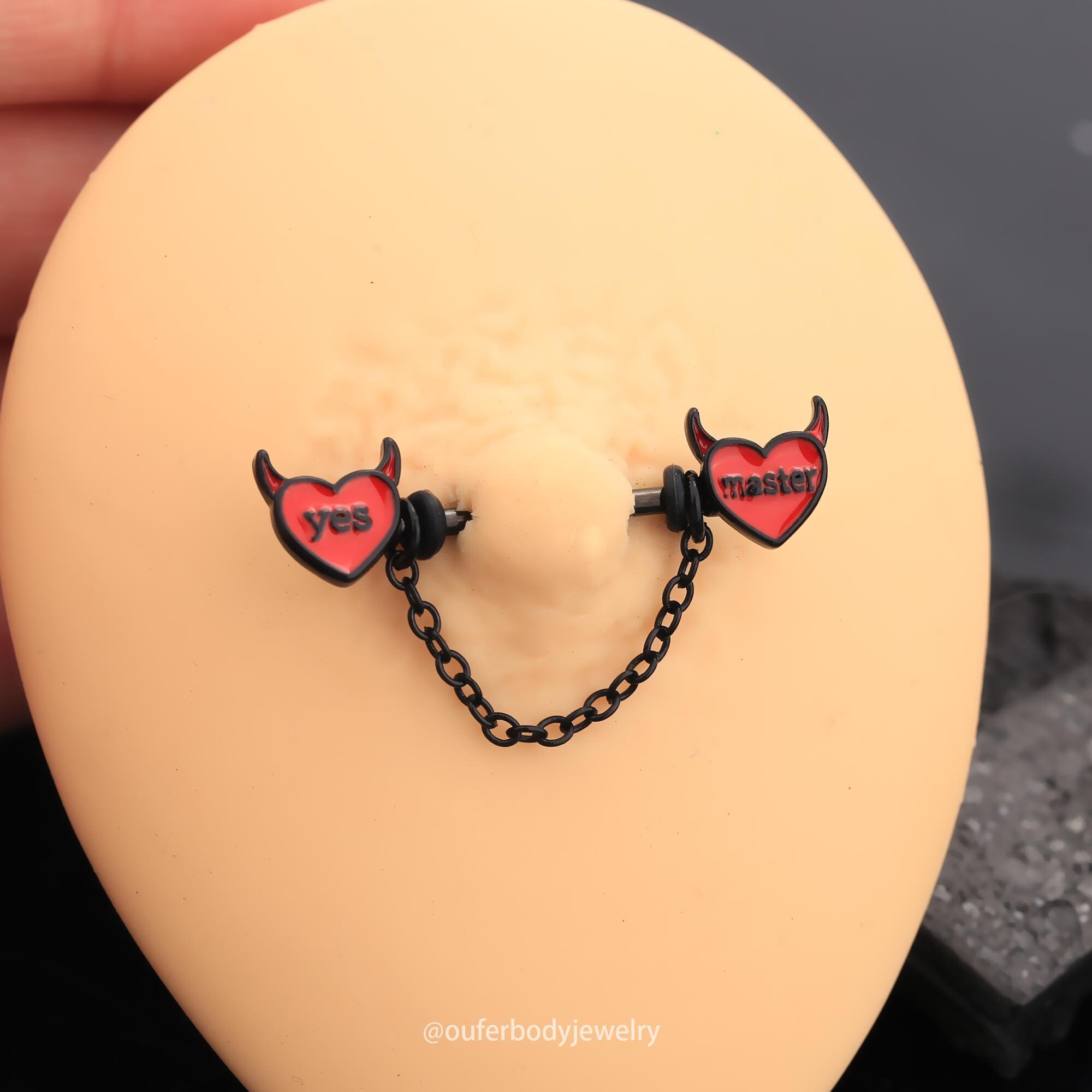 14G 2PCS Red Little Evil Nipple Barbell Rings black Chain Nipple Rings nipple Piercing nipple Jewelry halloween Piercing sexy Body Jewelry Etsy