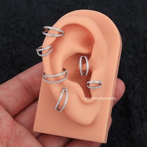 16G Silver Double Hoop Nose Ring/Septum Ring/Cartilage Hoop/Conch Earring/Daith Ring/Tragus Jewelry/Helix Hoop/Cartilage Hoop Earring