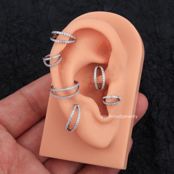 Set of 5 Steel Septum Ear Cartilage Helix Tragus Faux Earring Hoop Body  Piercing Jewelry Nose Ring