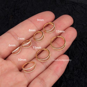 20G Double Hoop Nose Ring/Cartilage Hoop/Conch Earring/Daith Ring/Tragus Jewelry/Helix Hoop/Gold Cartilage Earring/Hoop Earring/Earlobe
