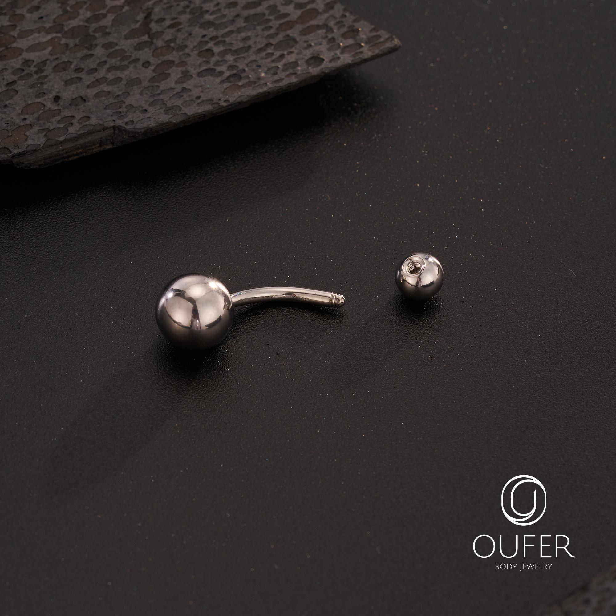 ZS 14G Stainless Steel Belly Button Ring – Letter CZ Heart Navel Piercing – Surgical Steel – Silver