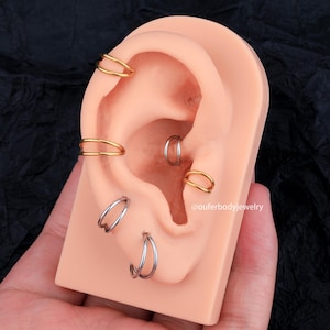 18G Double Hoop Septum Ring/Hinged Hoop/Tragus Hoop/Daith Hoop/Helix Hoop/Conch Hoop/Cartilage Boucles d'oreilles/Cadeau pour elle/Boucles d'oreilles minimalistes image 2