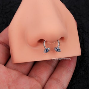 16G Evil Eye CZ Septum Ring/Daith Earring/Cartilage Earrings/Helix Hoop/Tragus Earring/Horseshoe Septum/Conch Earrings/Gift For Her