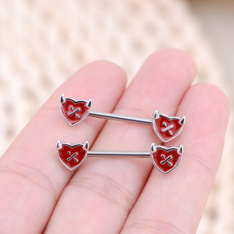 1pair 14G Red Heart Nipple Jewelry/ Nipple Barbell/ Nipple Etsy