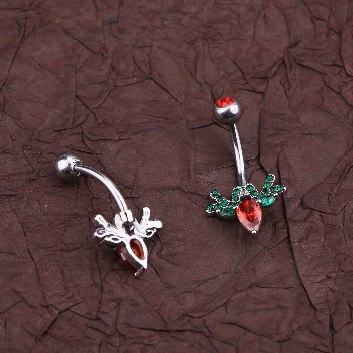 14G CZ Reindeer Christmas Belly Button Ring/ Belly Piercing/ Etsy