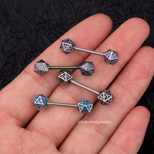 14g Dice Nipple rings/Nipple Barbells/Nipple Jewelry/Barbell Jewelry/Nipple Piercing/Sexy Body Jewelry/Barbell Piercings/Minimalist Jewelry
