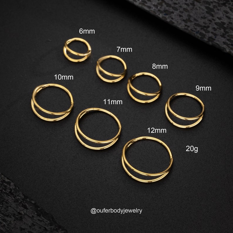 20G Double Hoop Nose Ring Silver Gold/Cartilage Hoop/Conch Earring/Daith Ring/Tragus Jewelry/Helix Hoop/Hoop Earring/Earlobe Earrings/Gifts zdjęcie 6