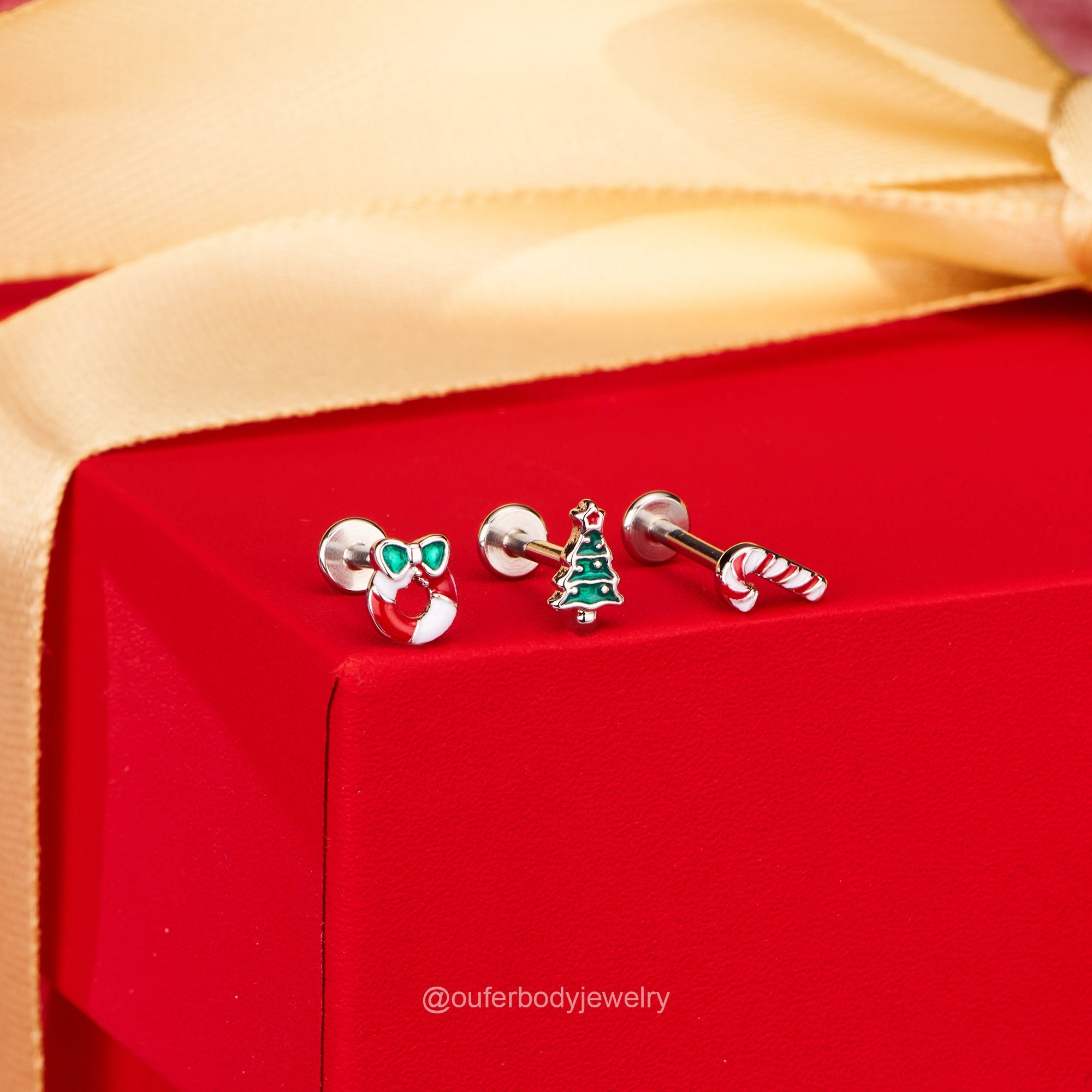 3pcs 16G Christmas Cartilage Studs Set/Helix Studs/Tragus Studs/Cartilage Earring/Conch Stud Earring/Labret stud/Flat Back Stud/Gift for her