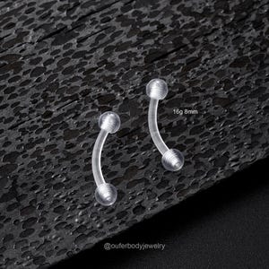 6PCS 16G Acrylic Clear Ball Eyebrow Ring/Rook Barbell/Invisible Curved Barbell/Rook Earring/Rook Piercing/Eyebrow Piercing/Cartilage Jewelry