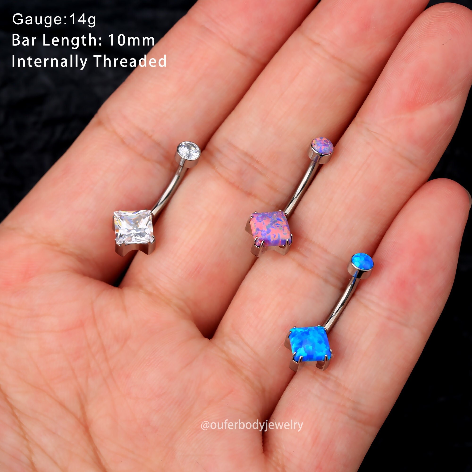 Surgical Steel 14G Belly Button Rings Clear CZ Heart Shaped Cum Here Navel  Ring Piercing Jewelry 10mm - Set of 2