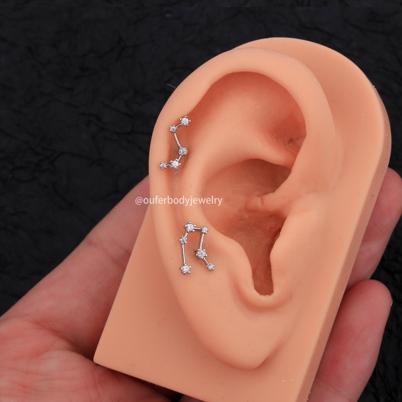 16G Celetial Zodiac Cartilage Earring Studs/Constellation Stud orecchini/Oroscopo Orecchini/Conch Orecchini/Helix Studs/Mother's Day Gift immagine 9