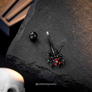 14G Black Spider Belly Button Ring/halloween Navel Jewelry/belly ...