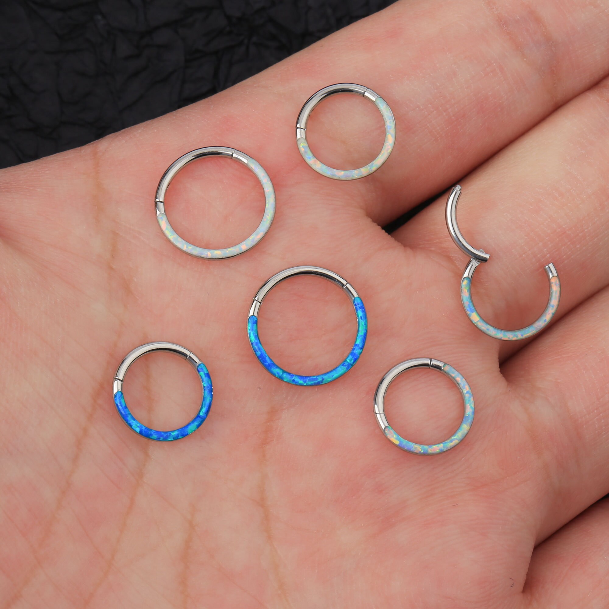 thumbnail image 2 of Baguette Helix Hoop Cartilage Earring Ring Tragus Clicker Ear Piercing Jewelry Silver - 1 Piece / 8mm 2 of 13