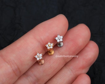 16G Tiny CZ intern schroefdraad plat kraakbeen Stud/Tragus Stud/Conch Stud/Helix Stud/Labret Stud/sierlijke oorbellen/cadeau voor haar/verjaardag