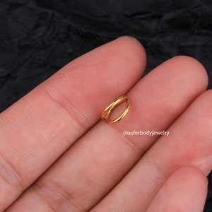 Anillo de tabique de doble aro de 18G, aro con bisagras, aro de trago, aro de daith, aro de hélice, aro de concha, pendiente de cartílago, regalo para ella, pendientes minimalistas imagen 9