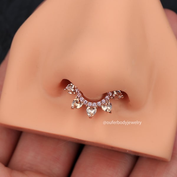 Anillo de septum de 16G con circonitas cúbicas / Pendiente de aro para daith / Joyería para tragus / Aro para cartílago / Pendientes de aro / Pendiente para lóbulo / Pendiente para hélix / Joyería para septum / Regalo para ella