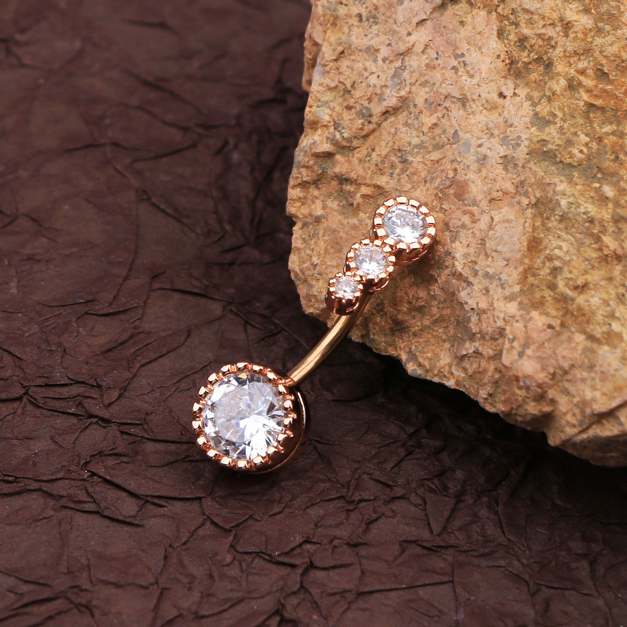 6 Piercings Nombril Clairs Avec CZ | Anneaux Acier Inox 14G Pour Femmes - Bijoux Barbell Curved