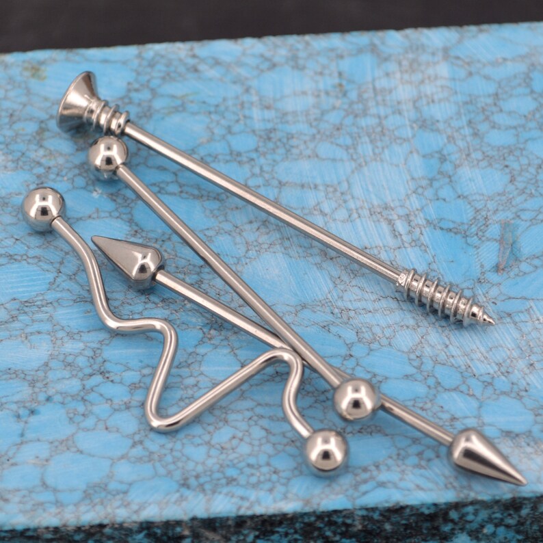 4pcs/set Unisex Industrial Piercing Bars 14G 316L Surgical Etsy