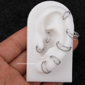 20G Double Hoop Nose Ring/Cartilage Hoop/Conch Earring/Daith Ring/Tragus Jewelry/Helix Hoop/Silver Cartilage Earring/Hoop Earring/Earlobe image 4