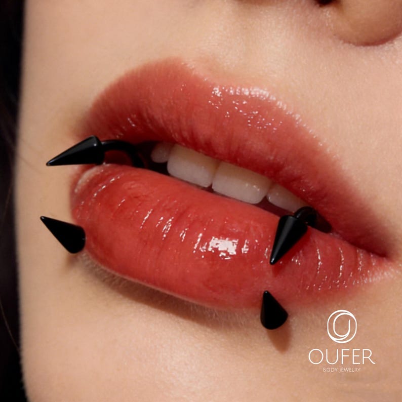 2PCS 16G Snake Bite Jewelry, Cone Lip Rings, Spike Lip Piercing, Horseshoe Nose Septum Piercing image 9