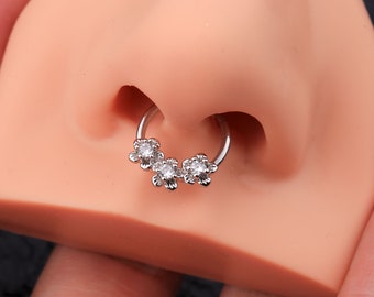 16G 316L Surgical Steel Cluster Hinged Septum Clicker/Cartilage Hoops/Helix Hoop/Daith Hoop/Nose Ring/Septum Hoop/Earring Hoop/Gift for her