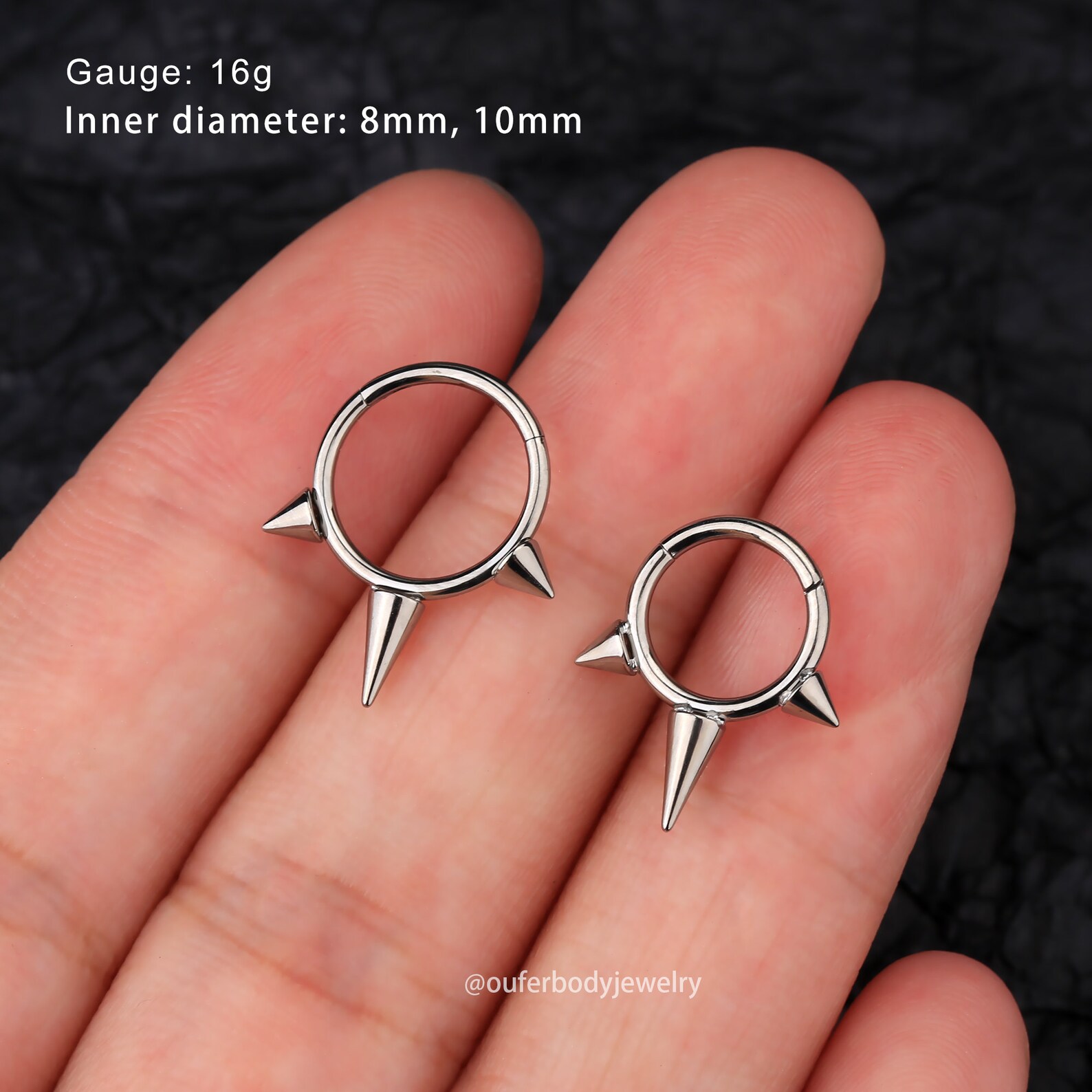 1 Pc 16G Zilver Diameter 6mm Spike Daith Neus Septum Mond Hoepel Oorbel