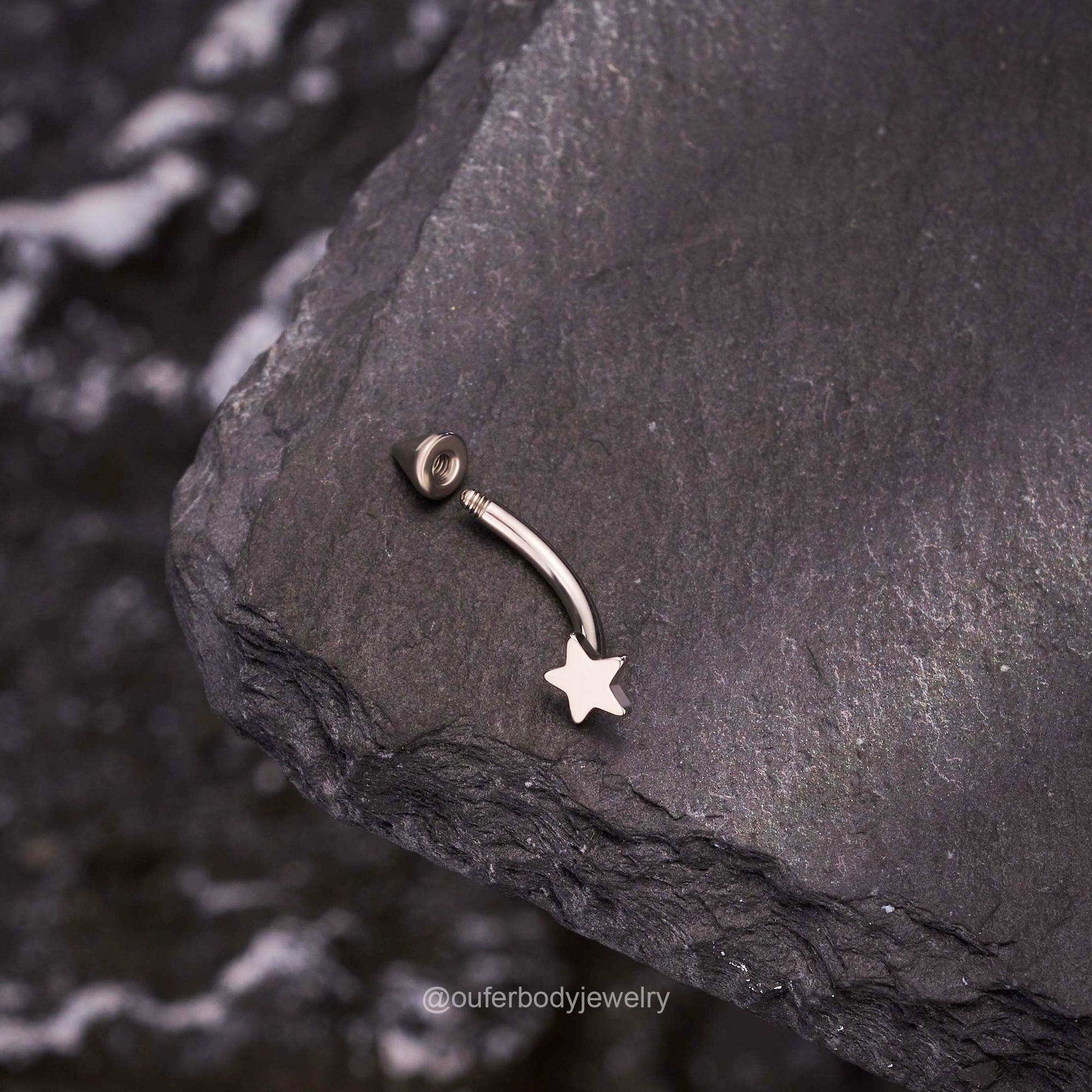 Star Rook Piercing 1pcs 16G Titanium Star & Spike Curved Barbell/rook Earring/eyebrow Ring ...