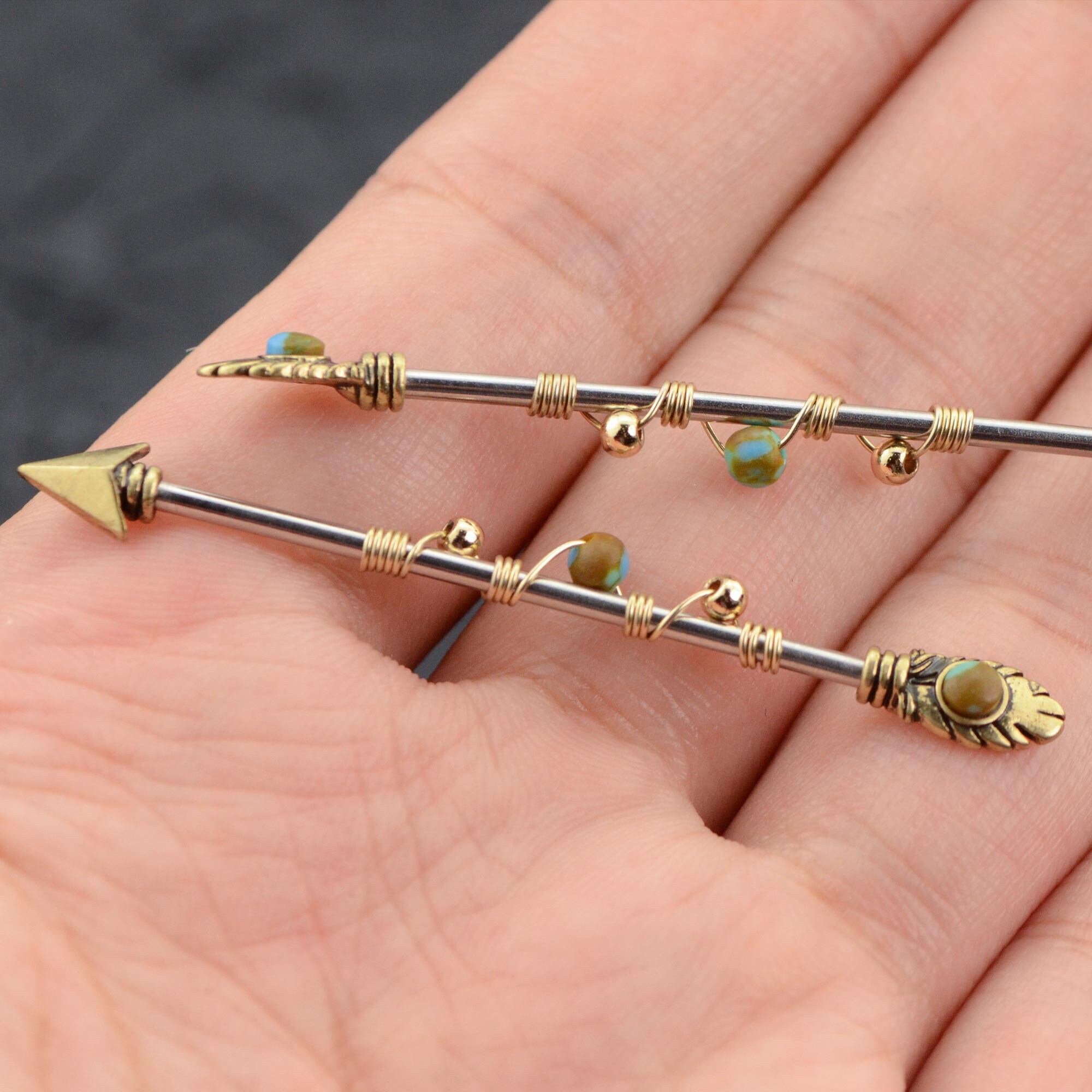 Gold arrow industrial piercing clearance