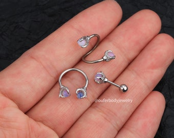 16G 3Pcs Silver Dragon Claw Cartilage Earring Set/Septum Ring/Horseshoe Ring/Tragus Jewelry/Daith,Helix,Conch,Lobe Jewelry/Mothers Day Gift