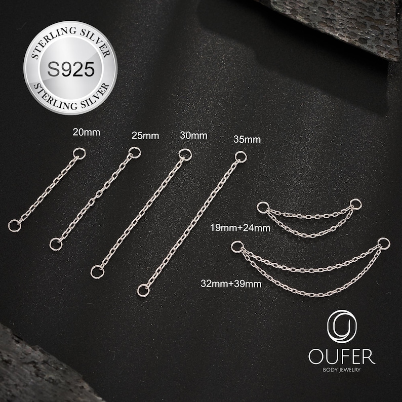 925 Sterling Silver Dangle Piercing Chains – Single or Double Chain ...