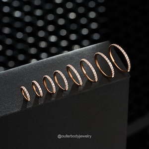 18G/20G CZ Rose Gold Cartilage Hoop Earring/Nose Hoop/Helix Hoop/Lobe Earring Hoop/Conch Hoop Ring/Tiny Huggie Hoop Earring/Tragus Hoop/Gift