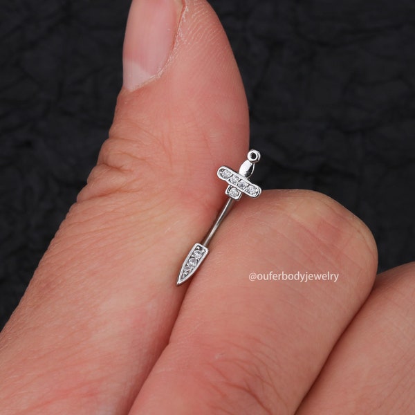 16G Dagger Eyebrow Ring/Rook Barbell/Curved Barbell/Rook Earring/Rook Piercing/Eyebrow Piercing/Cartilage Piercing Jewelry/Gift For Her