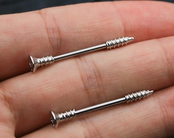 2PCS 14G 316L Acciaio inossidabile Vite Anelli per capezzoli/Piercing capezzolo/Gioielli capezzolo/Bilanciere capezzolo/Scudo capezzolo/Gioielli corpo sexy/Regalo per lei