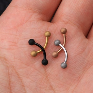 16G Sandblasted Steel Tiny Eyebrow Ring/Rook Piercing/Rook Earring/Eyebrow Jewelry/Cartilage Earring/Minimalist Jewelry/Curved Barbell/Gift