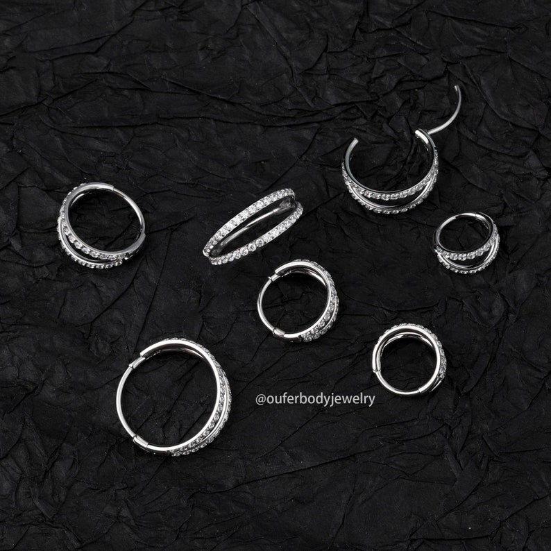 20G Double Hoop Nose Ring/Cartilage Hoop/Conch Earring/Daith Ring/Tragus Jewelry/Helix Hoop/Silver Cartilage Earring/Hoop Earring/Earlobe image 5