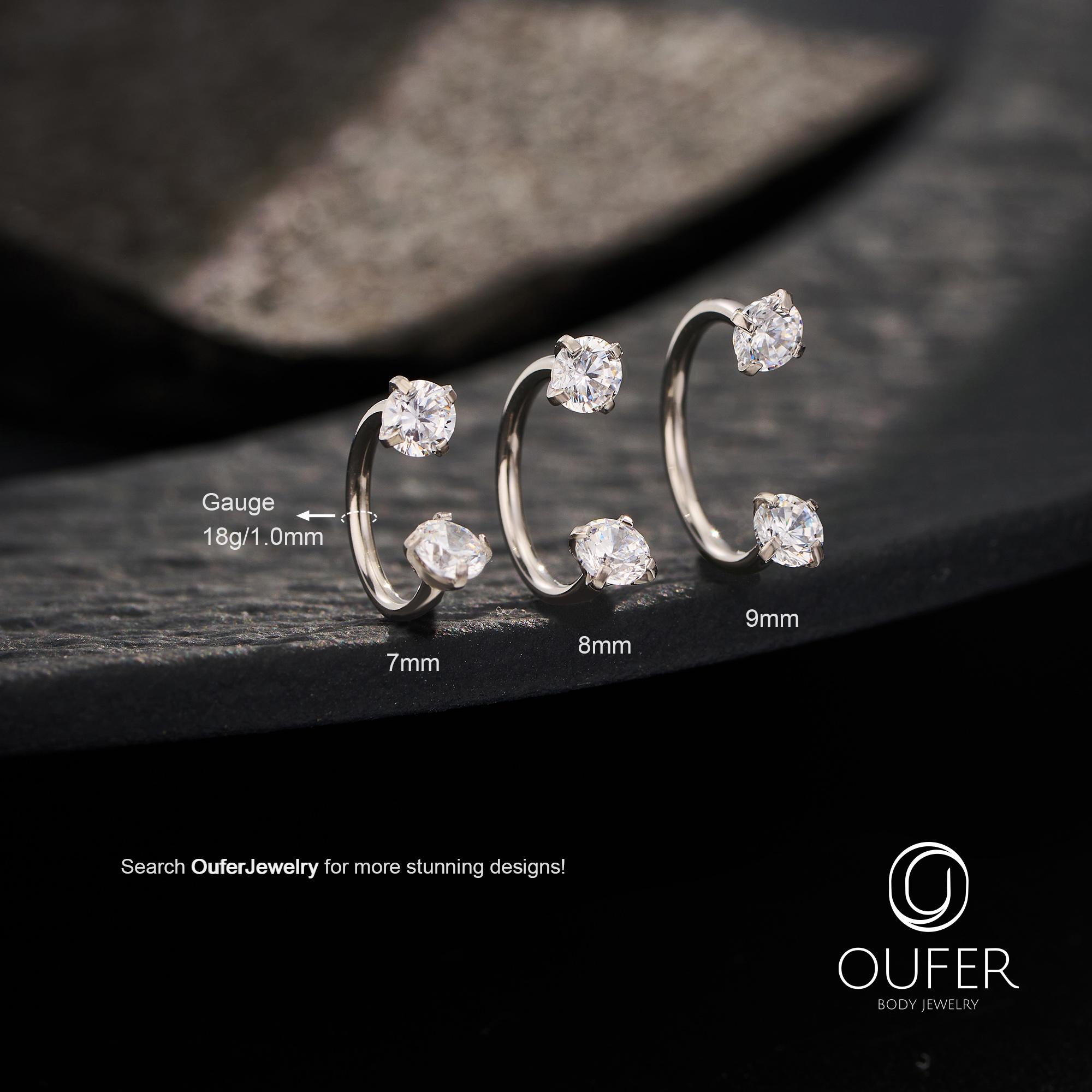 Tornito Double Nose Chain Piercing - CZ Heart Ball L-Shaped Nose Studs (Silver & Gold)