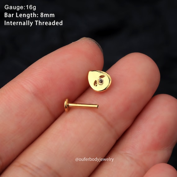 16G エイリアンヘッドスタッドピアス/スターバーストCZスタッドピアス