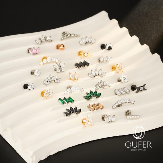 6PCS Flat Back Earring Blind Box | 316L Stainless Steel/Titanium, Basic & Designer Styles for Cartilage, Helix, Labret, Lip, Nose Piercings