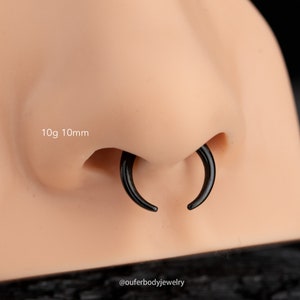 Black Cresent Horseshoe Pincher Septum Ring 16G,14G,12G,10G,8G/Steel Ear Weights/Plugs Stretchers Gauged Septum Hoops/Horseshoe bull Tapers image 3