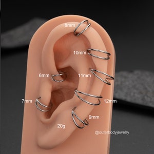 20G Double Hoop Nose Ring Silver Gold/Cartilage Hoop/Conch Earring/Daith Ring/Tragus Jewelry/Helix Hoop/Hoop Earring/Earlobe Earrings/Gifts image 3