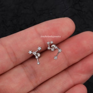 Pendientes de cartílago del zodiaco Celetial de 16G, pendientes de tuerca de constelación, pendientes de horóscopo, pendientes de caracola, pendientes de hélice, regalo del Día de la madre imagen 7