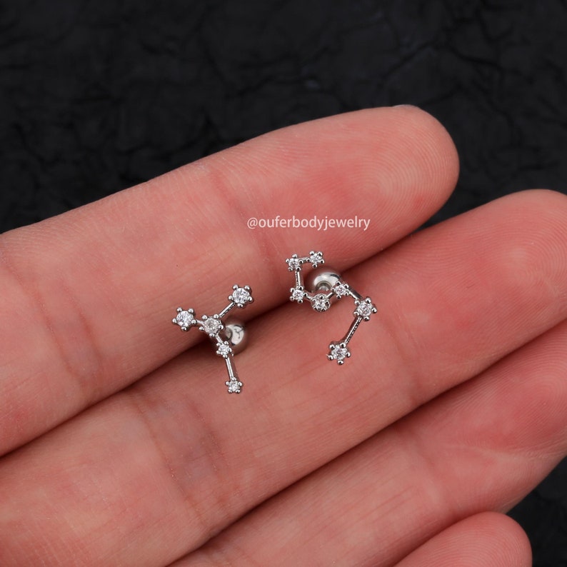 16G Celetial Zodiac Cartilage Earring Studs/Constellation Stud boucles d'oreilles/Horoscope Boucles d'oreilles/Conch Boucles d'oreilles/Helix Studs/Mother's Day Gift image 7