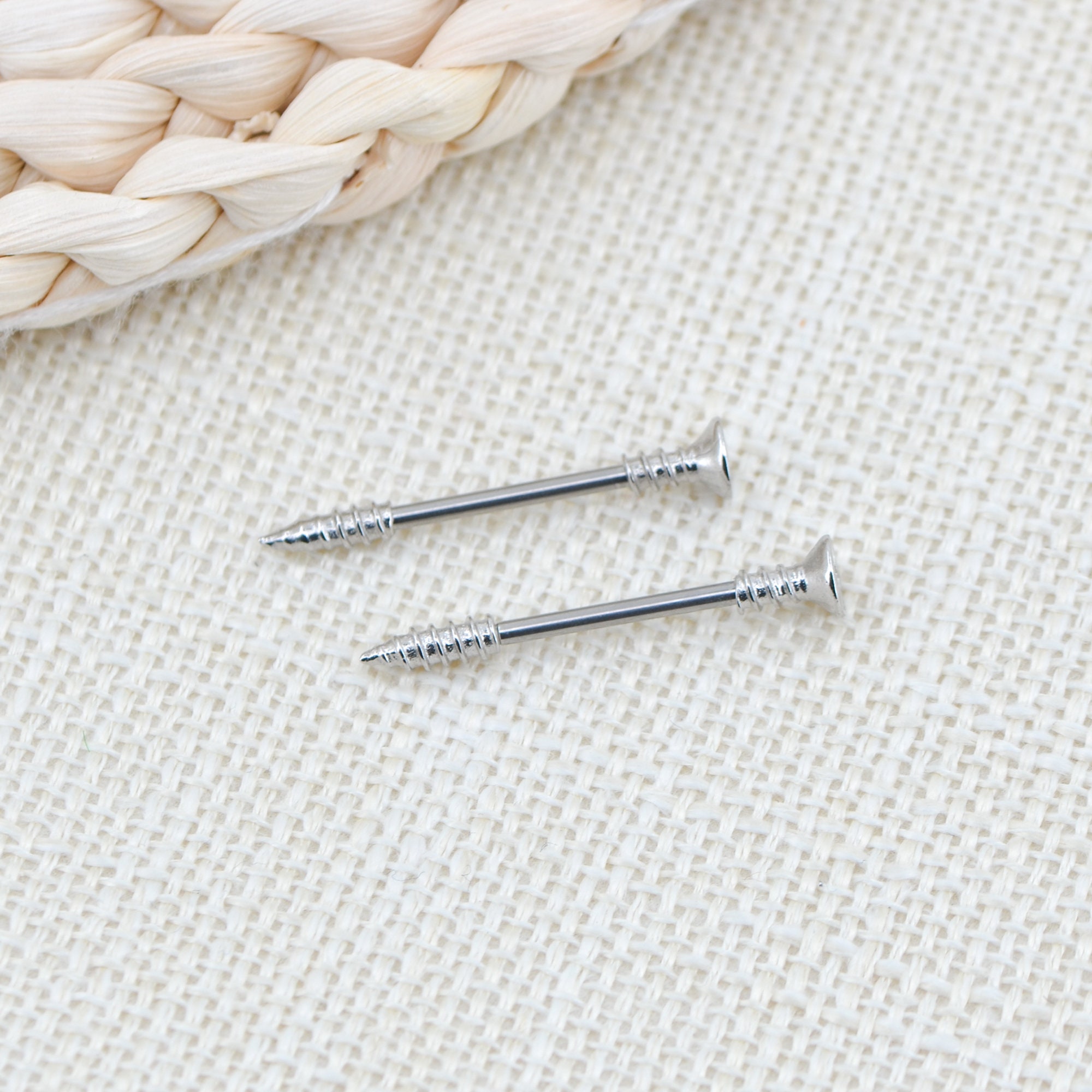 2PCS 14G Screw Nipple Rings Surgical Steel NIPPLE RING Etsy