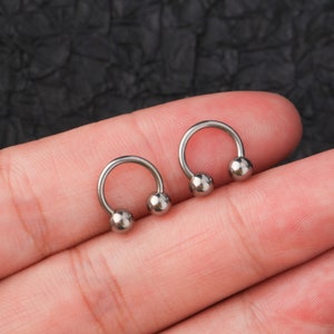 2 piezas de anillo de herradura con rosca interna de titanio de grado de implante de 16G/pendiente de torre/pendiente de hélice/anillo de tabique/anillo Daith/joyería para trago/ceja